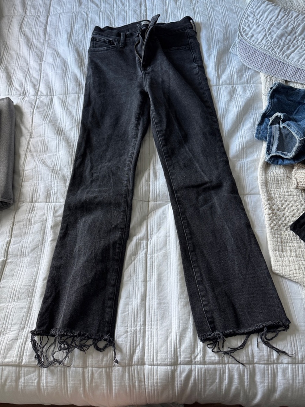 Madewell Black Bootcut Jeans with Frayed Hem